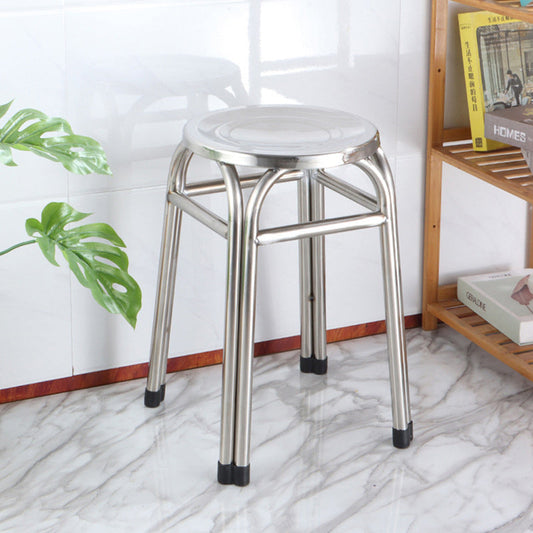 Modern Minimalist Stainless Steel Stackable Round Dining Chair Backless For Dining Room