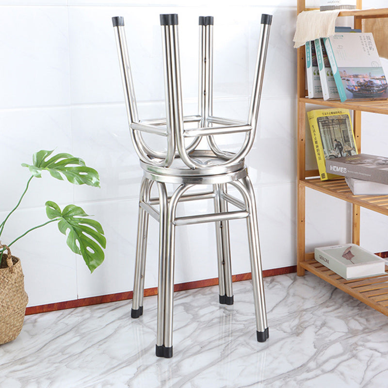 Modern Minimalist Stainless Steel Stackable Round Dining Chair Backless For Dining Room
