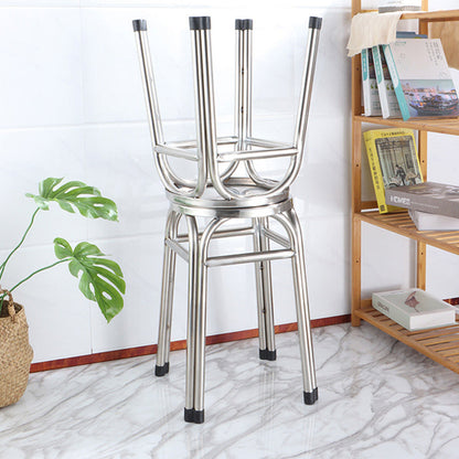 Modern Minimalist Stainless Steel Stackable Round Dining Chair Backless For Dining Room