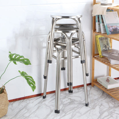 Modern Minimalist Stainless Steel Stackable Round Dining Chair Backless For Dining Room