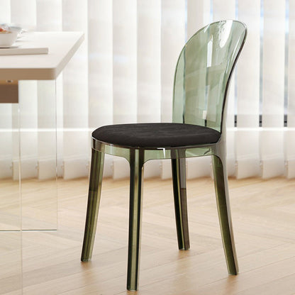 Contemporary Scandinavian Curved Acrylic Linen-Cotton Fabric Upholstery Vanity Stool For Bedroom