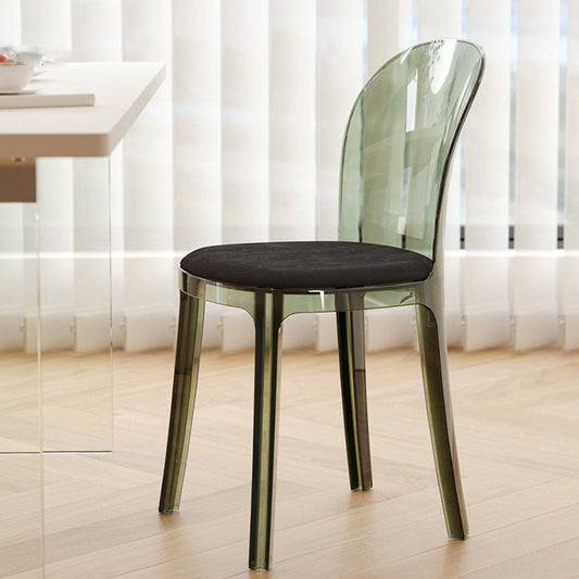 Contemporary Scandinavian Curved Acrylic Linen-Cotton Fabric Upholstery Vanity Stool For Bedroom