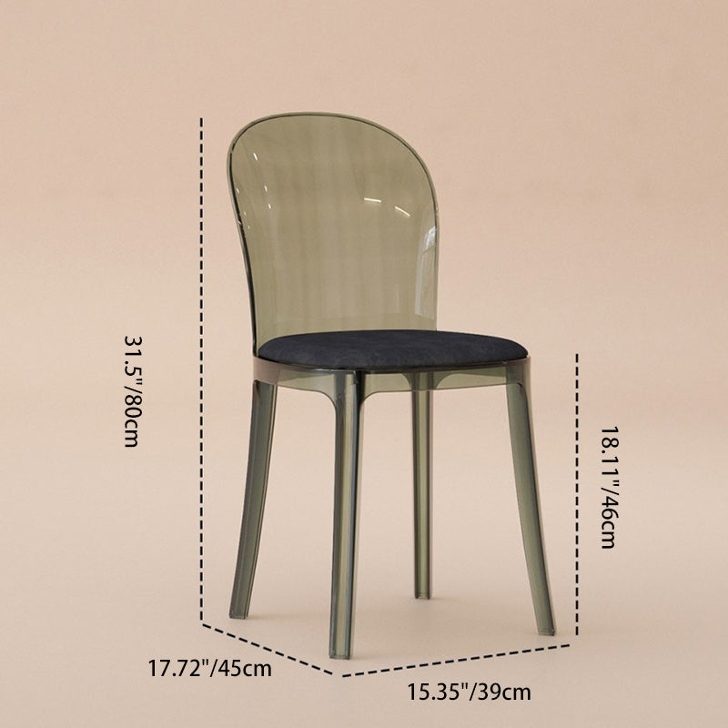 Contemporary Scandinavian Curved Acrylic Linen-Cotton Fabric Upholstery Vanity Stool For Bedroom