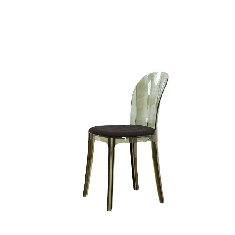 Contemporary Scandinavian Curved Acrylic Linen-Cotton Fabric Upholstery Vanity Stool For Bedroom