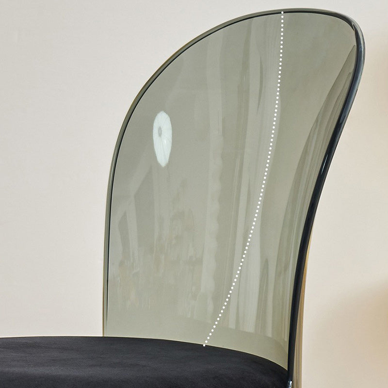 Contemporary Scandinavian Curved Acrylic Linen-Cotton Fabric Upholstery Vanity Stool For Bedroom