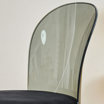 Contemporary Scandinavian Curved Acrylic Linen-Cotton Fabric Upholstery Vanity Stool For Bedroom