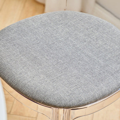 Contemporary Scandinavian Curved Acrylic Linen-Cotton Fabric Upholstery Vanity Stool For Bedroom