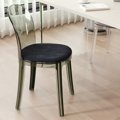 Contemporary Scandinavian Curved Acrylic Linen-Cotton Fabric Upholstery Vanity Stool For Bedroom