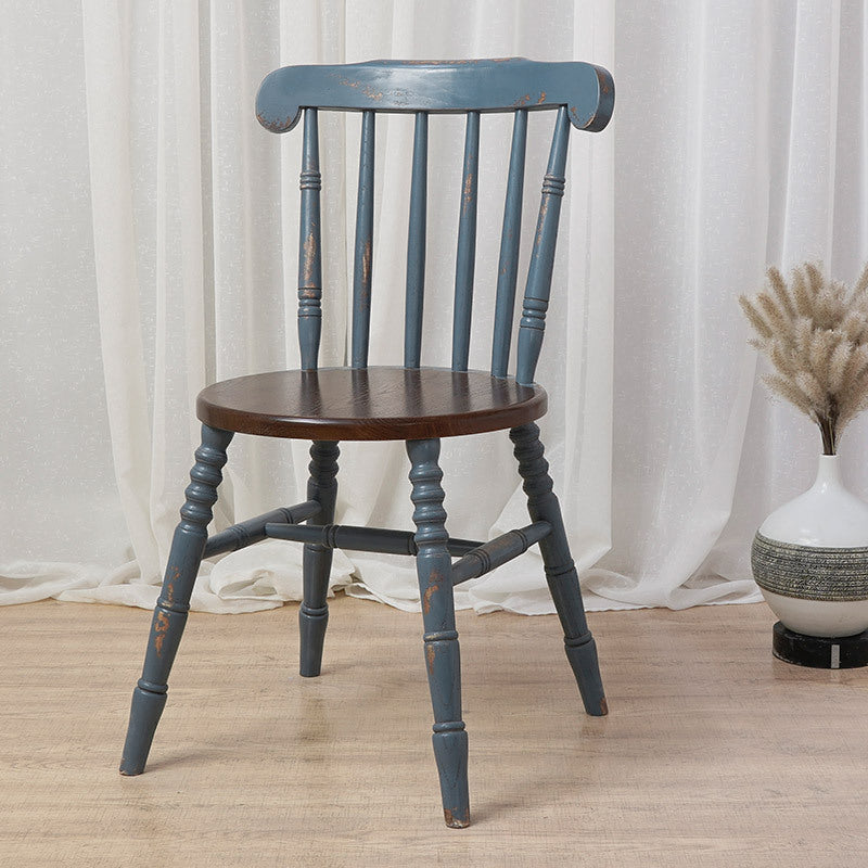 Modern Mid-Century Round Solid Wood Dining Chair Spindle Back Footrest For Dining Room