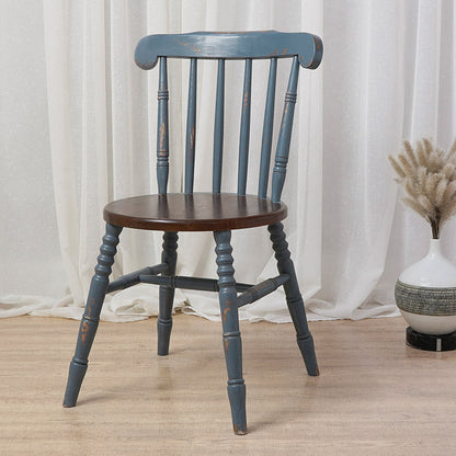 Modern Mid-Century Round Solid Wood Dining Chair Spindle Back Footrest For Dining Room