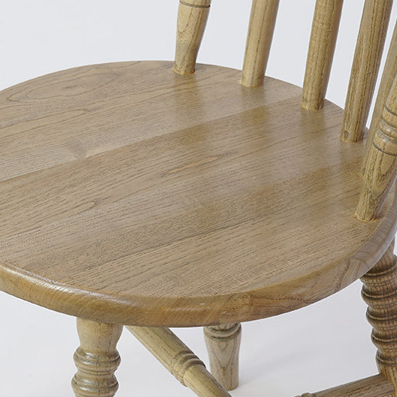 Modern Mid-Century Round Solid Wood Dining Chair Spindle Back Footrest For Dining Room