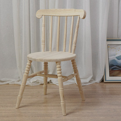 Modern Mid-Century Round Solid Wood Dining Chair Spindle Back Footrest For Dining Room