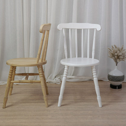 Modern Mid-Century Round Solid Wood Dining Chair Spindle Back Footrest For Dining Room