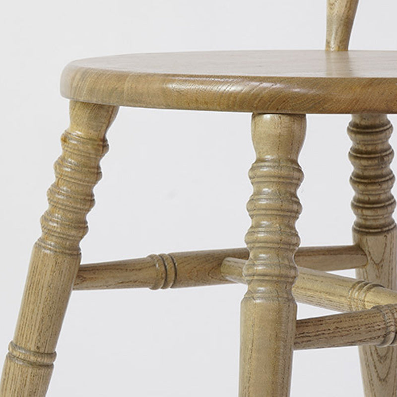 Modern Mid-Century Round Solid Wood Dining Chair Spindle Back Footrest For Dining Room