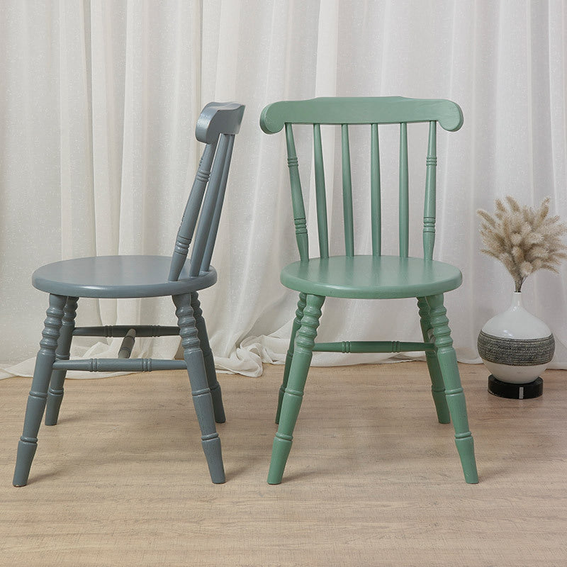 Modern Mid-Century Round Solid Wood Dining Chair Spindle Back Footrest For Dining Room