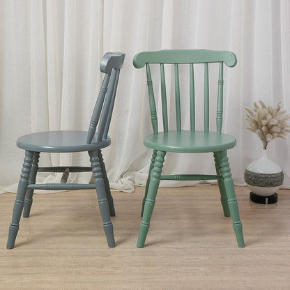 Modern Mid-Century Round Solid Wood Dining Chair Spindle Back Footrest For Dining Room