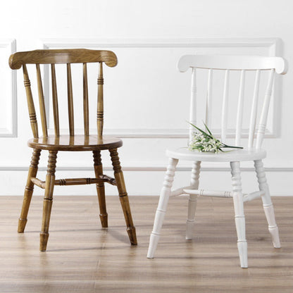 Modern Mid-Century Round Solid Wood Dining Chair Spindle Back Footrest For Dining Room