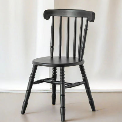 Modern Mid-Century Round Solid Wood Dining Chair Spindle Back Footrest For Dining Room