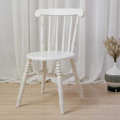 Modern Mid-Century Round Solid Wood Dining Chair Spindle Back Footrest For Dining Room