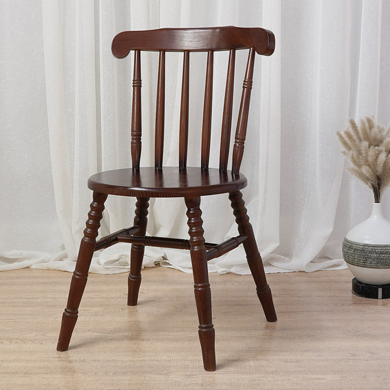 Modern Mid-Century Round Solid Wood Dining Chair Spindle Back Footrest For Dining Room