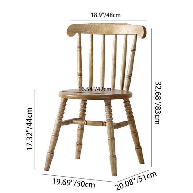 Modern Mid-Century Round Solid Wood Dining Chair Spindle Back Footrest For Dining Room
