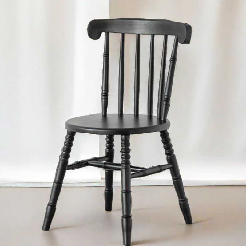 Modern Mid-Century Round Solid Wood Dining Chair Spindle Back Footrest For Dining Room