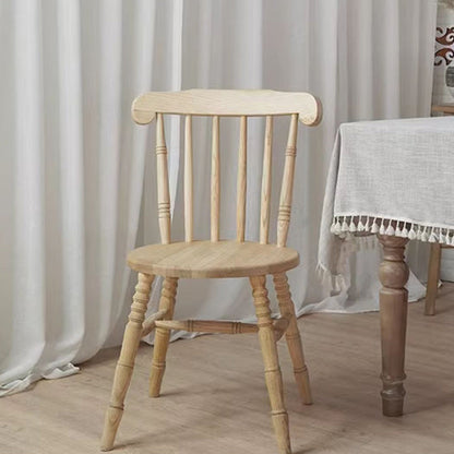 Modern Mid-Century Round Solid Wood Dining Chair Spindle Back Footrest For Dining Room