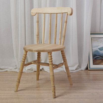 Modern Mid-Century Round Solid Wood Dining Chair Spindle Back Footrest For Dining Room