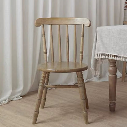 Modern Mid-Century Round Solid Wood Dining Chair Spindle Back Footrest For Dining Room