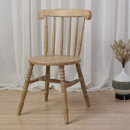 Modern Mid-Century Round Solid Wood Dining Chair Spindle Back Footrest For Dining Room
