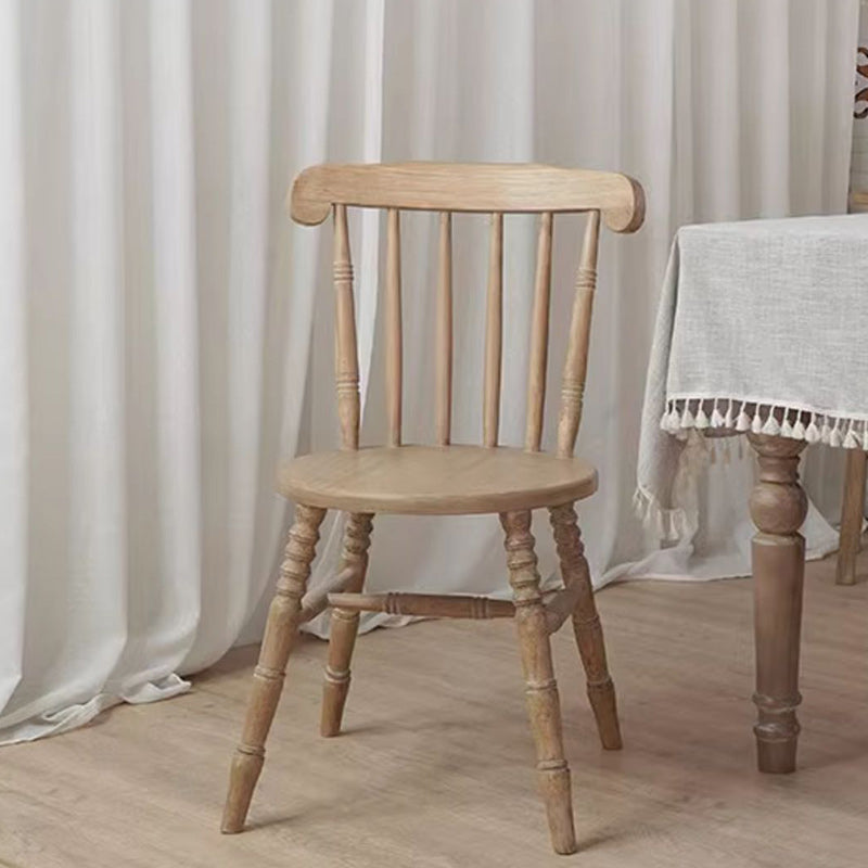 Modern Mid-Century Round Solid Wood Dining Chair Spindle Back Footrest For Dining Room