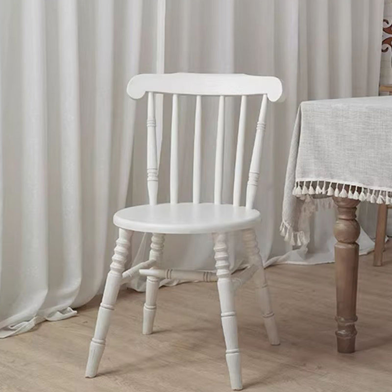 Modern Mid-Century Round Solid Wood Dining Chair Spindle Back Footrest For Dining Room