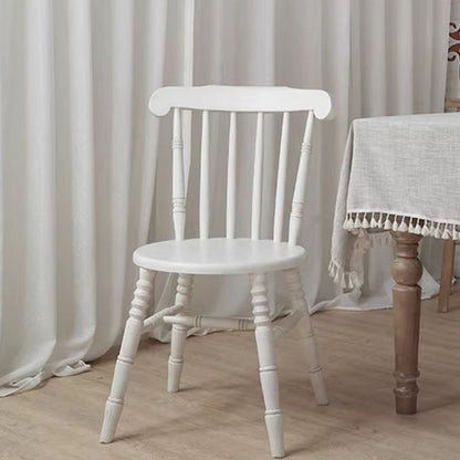 Modern Mid-Century Round Solid Wood Dining Chair Spindle Back Footrest For Dining Room