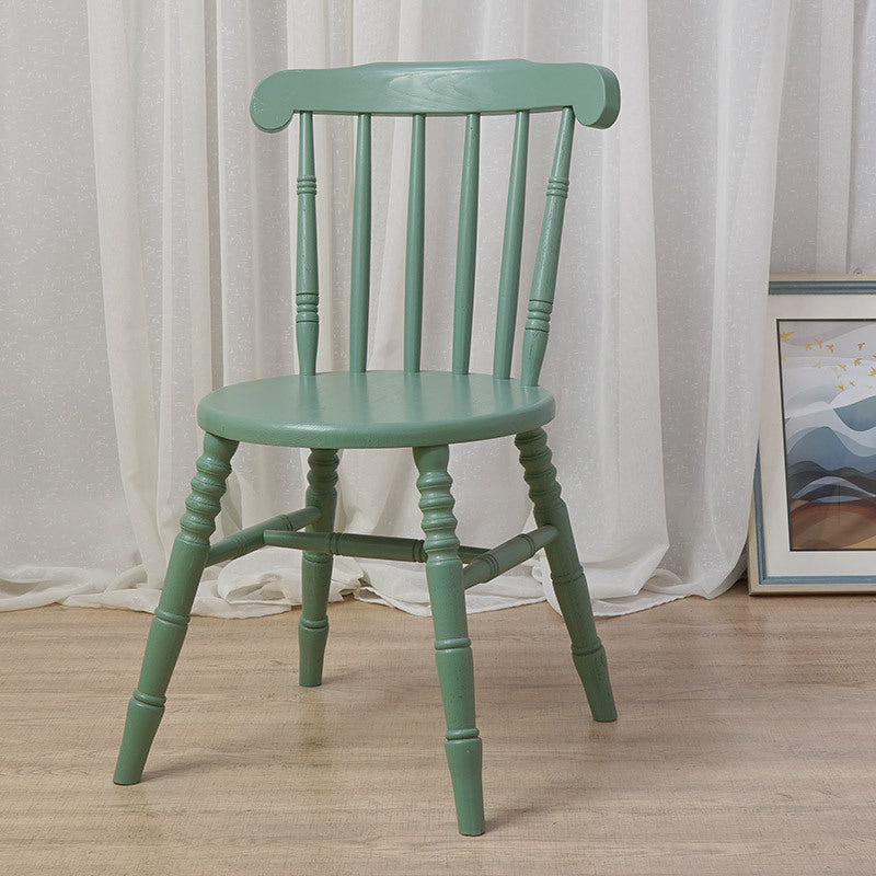 Modern Mid-Century Round Solid Wood Dining Chair Spindle Back Footrest For Dining Room