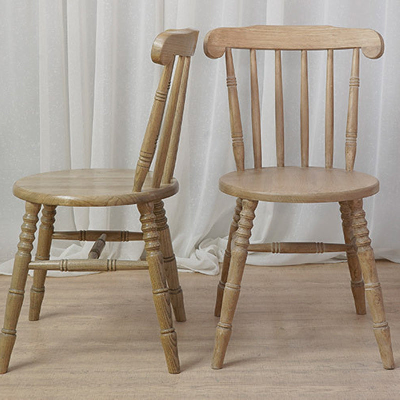 Modern Mid-Century Round Solid Wood Dining Chair Spindle Back Footrest For Dining Room