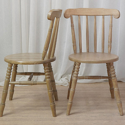 Modern Mid-Century Round Solid Wood Dining Chair Spindle Back Footrest For Dining Room