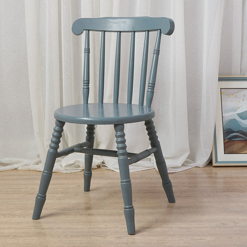 Modern Mid-Century Round Solid Wood Dining Chair Spindle Back Footrest For Dining Room