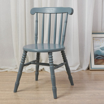 Modern Mid-Century Round Solid Wood Dining Chair Spindle Back Footrest For Dining Room