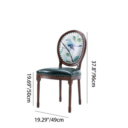 Traditional European Curved Distressed Wooden Frame Velvet Fabric Dining Chair Round Back For Dining Room