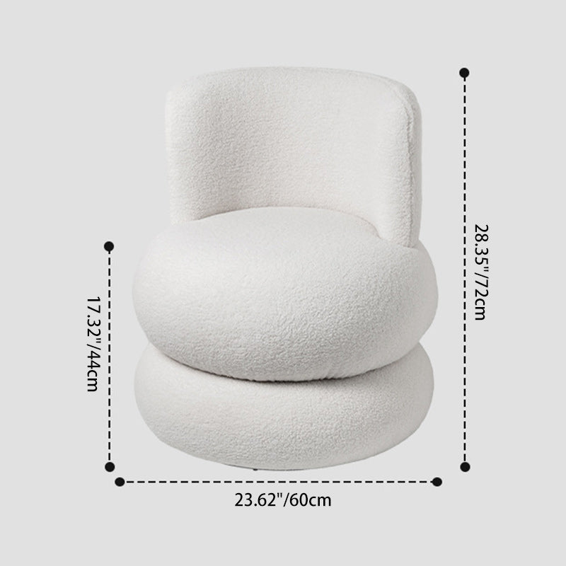 Contemporary Simplicity Round Lamb Fleece Upholstery Pine Wood Frame Swivel Vanity Stool For Bedroom