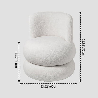 Contemporary Simplicity Round Lamb Fleece Upholstery Pine Wood Frame Swivel Vanity Stool For Bedroom