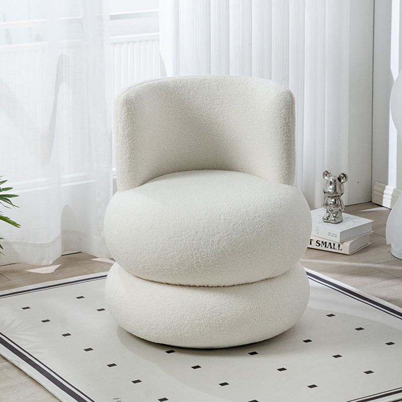 Contemporary Simplicity Round Lamb Fleece Upholstery Pine Wood Frame Swivel Vanity Stool For Bedroom