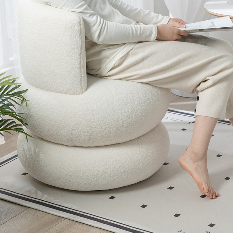 Contemporary Simplicity Round Lamb Fleece Upholstery Pine Wood Frame Swivel Vanity Stool For Bedroom