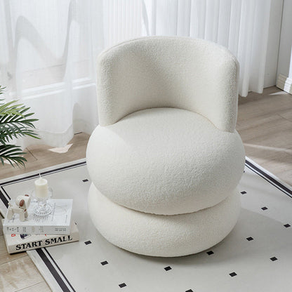 Contemporary Simplicity Round Lamb Fleece Upholstery Pine Wood Frame Swivel Vanity Stool For Bedroom