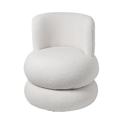 Contemporary Simplicity Round Lamb Fleece Upholstery Pine Wood Frame Swivel Vanity Stool For Bedroom