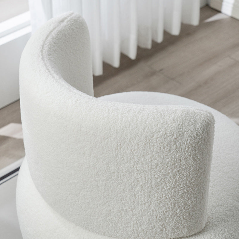 Contemporary Simplicity Round Lamb Fleece Upholstery Pine Wood Frame Swivel Vanity Stool For Bedroom