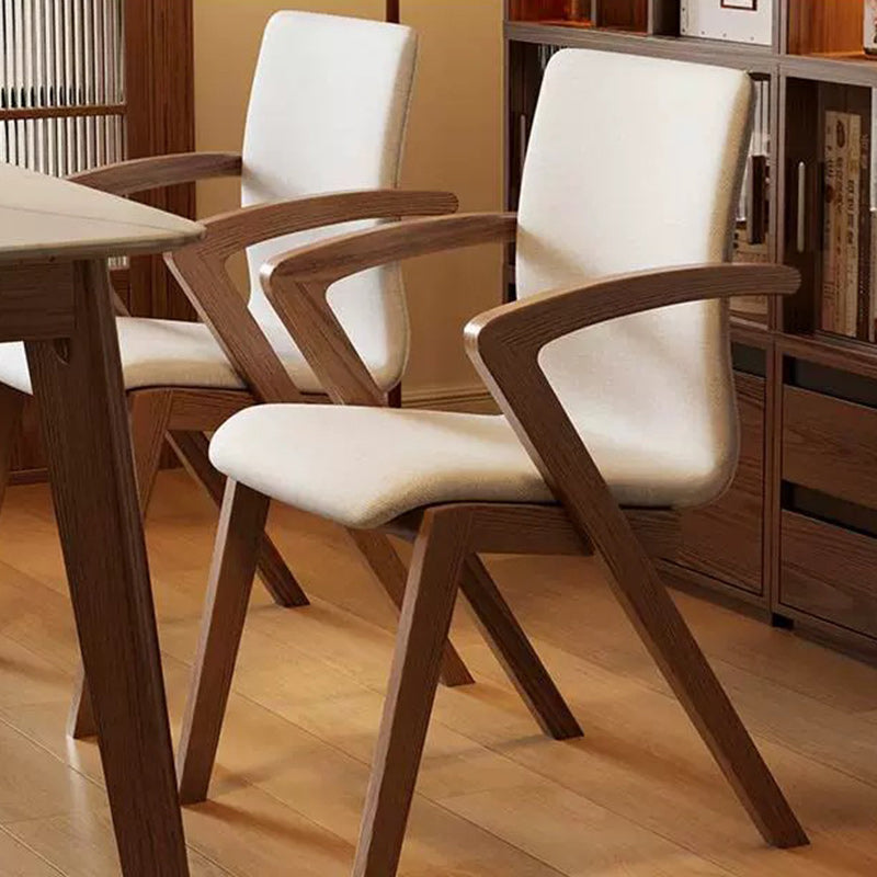 Traditional Japanese Square Linen-Cotton Fabric Solid Wood Frame Dining Chair For Dining Room