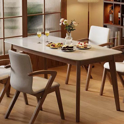 Traditional Japanese Square Linen-Cotton Fabric Solid Wood Frame Dining Chair For Dining Room