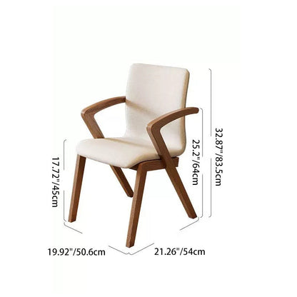Traditional Japanese Square Linen-Cotton Fabric Solid Wood Frame Dining Chair For Dining Room
