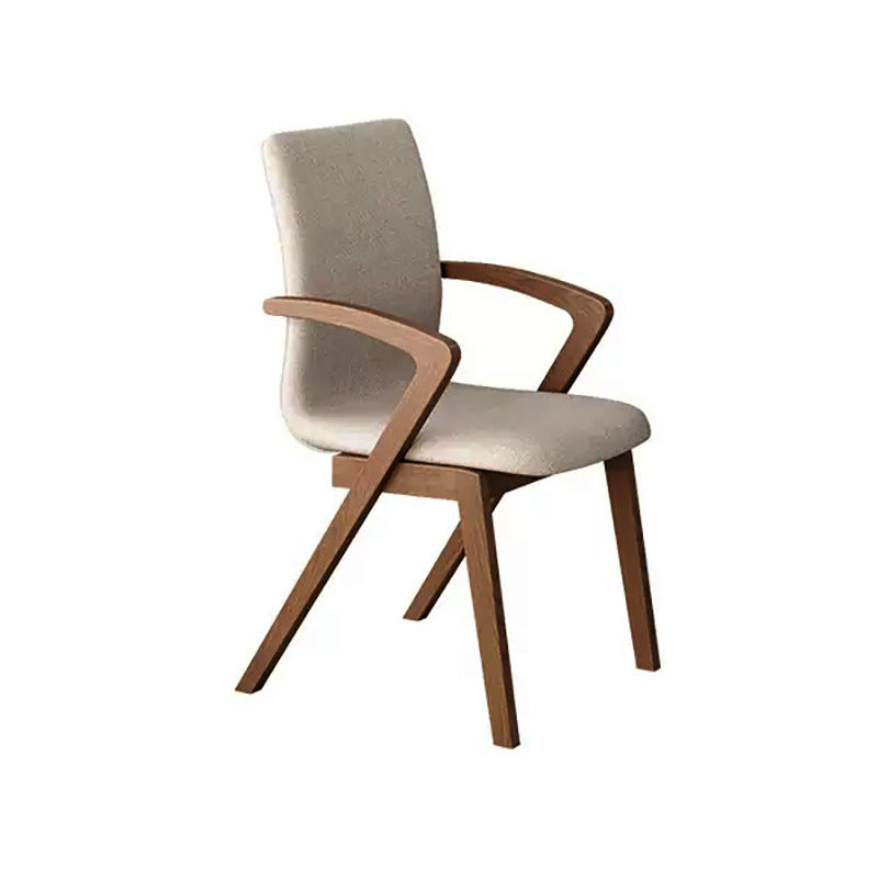 Traditional Japanese Square Linen-Cotton Fabric Solid Wood Frame Dining Chair For Dining Room